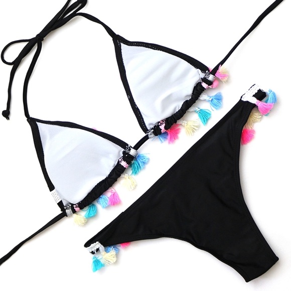 Tassel Pom Pom Colorful Bikini - Picture 5 of 6